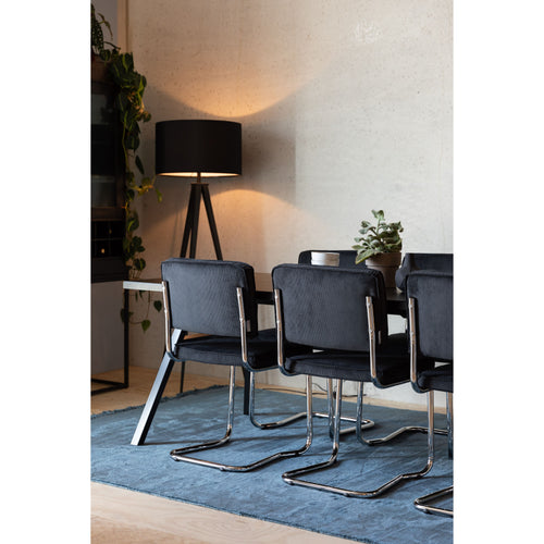 Zuiver Ridge Rib Kink Eetkamerstoelen  Zwart - Set van 2
