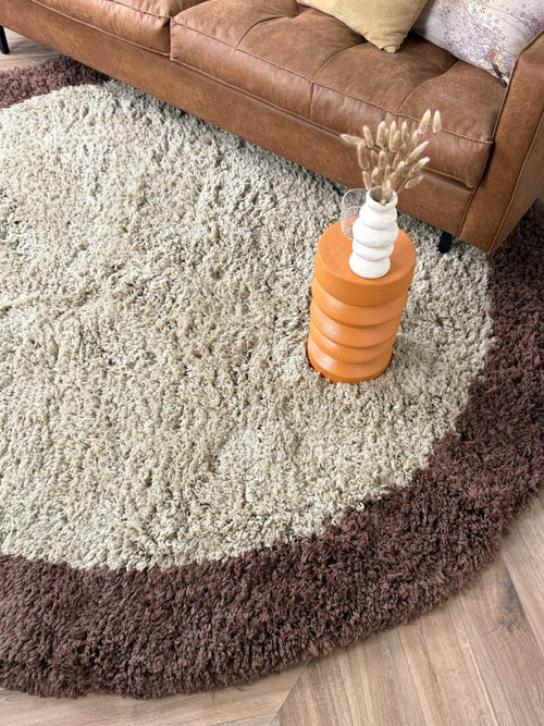 Interieur05 vloerkleed Pilo - hoogpolig - beige/bruin - Ø240 cm - vtwonen shop
