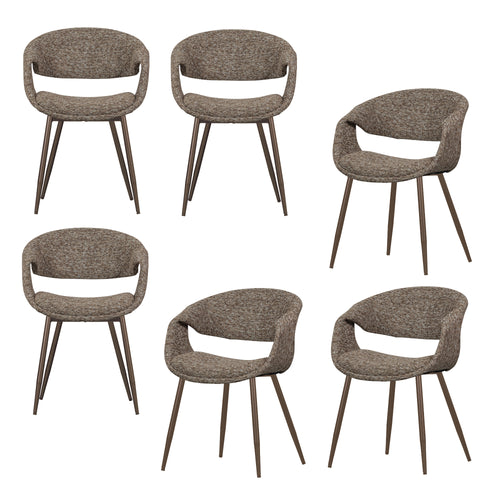 WOOOD eetkamerstoelen Yossi Metalen Koper Poot - Bruin - Set van 6