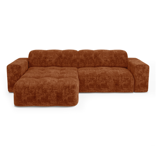 Sia Home - Hoekbanken links MAEL - Fluweel met reliëf - Terracotta - 230cm - vtwonen shop