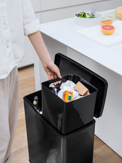 Curver Decobin Duo Prullenbak - 26L+26L - Rechthoekig - Zwart - vtwonen shop