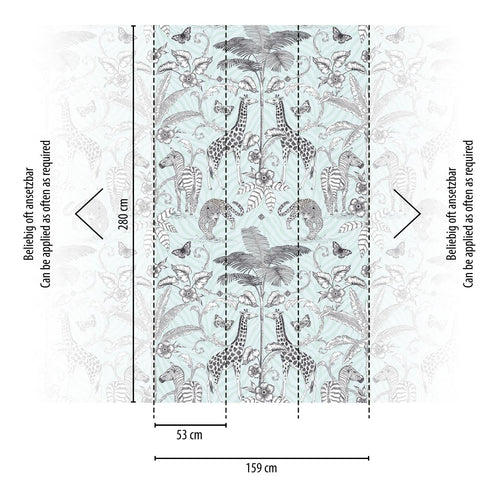 Livingwalls fotobehang dieren zwart, wit en grijs - 159 x 280 cm - AS-392051