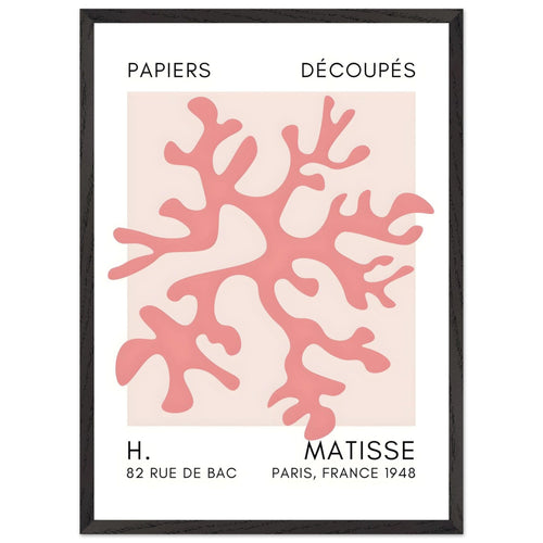 Artfulprints Poster met Lijst Matisse – Dreamy coral flower taupe   - 50x70 cm - Taupe