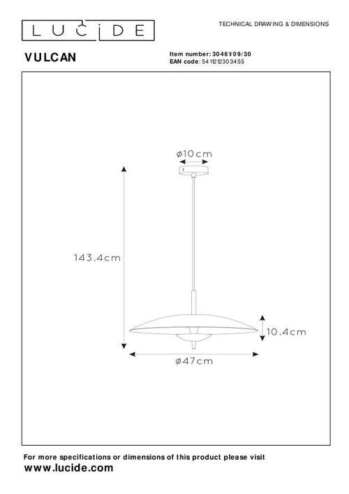 Lucide hanglamp VULCAN - Geïntegreerde LED - Zwart - vtwonen shop