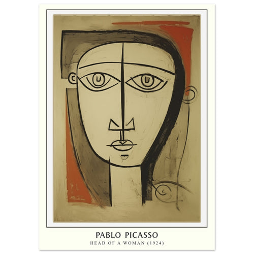 Artfulprints Poster Pablo Picasso - Head of a woman   - 50x70 cm - Bruin