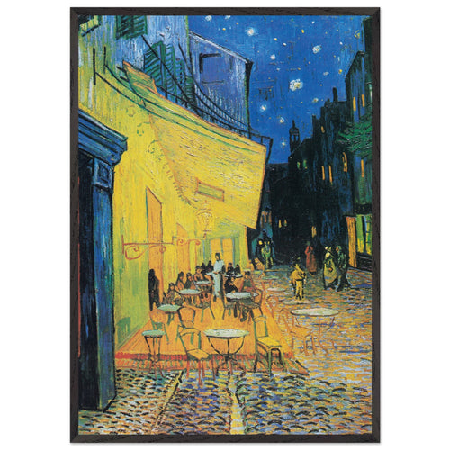 Artfulprints Poster met Lijst Vincent van Gogh - Caféterras bij nacht   - 70x100 cm - Meerkleurig