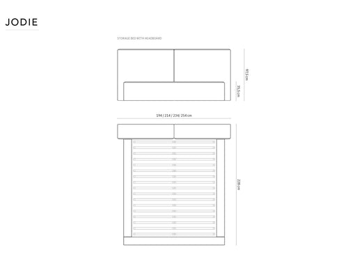 Micadoni Opbergbed met hoofdeinde Jodie 180x200cm, flueel, lichtblauw - 228x234x108cm