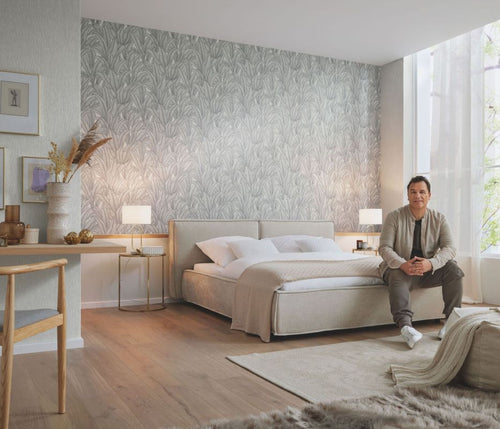 Erismann behang bladeren lichtgrijs - 53 cm x 10.05 m - 661569 - vtwonen shop