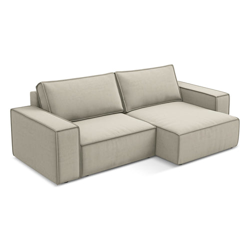 LaMiaSofa hoekbank rechts Livorno - velours - parel - 257x148x82