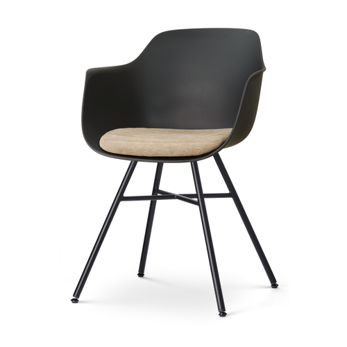 Nolon Noa-Liz eetkamerstoel zwart met nougatbruin zitkussen - zwart onderstel