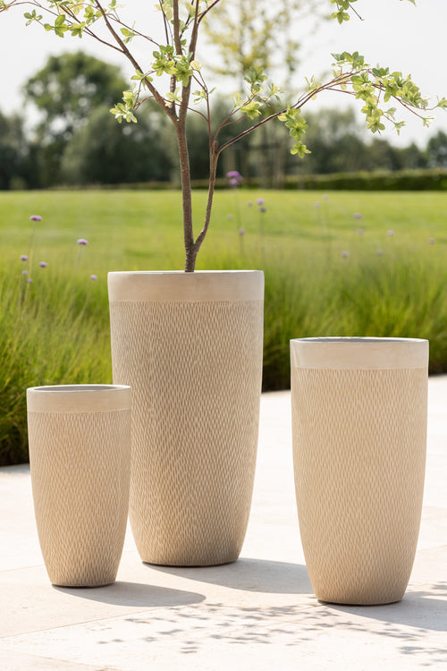 J-Line vaas Rond Hoog Klei - keramiek - beige - 3 stuks - Ø 38 cm - vtwonen shop