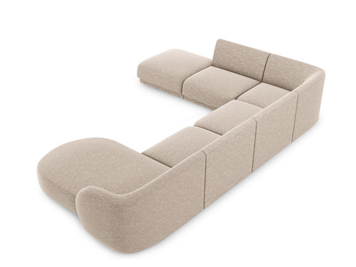 Micadoni Panoramische hoekbank links Miley 6-zits, structurele stof beige - 255x330x70cm