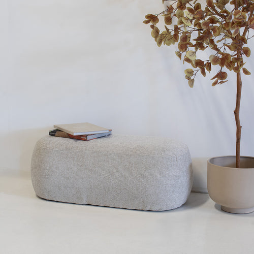 Giga Meubel Poef Sarah - Stof - Beige - 100x50x38cm - vtwonen shop