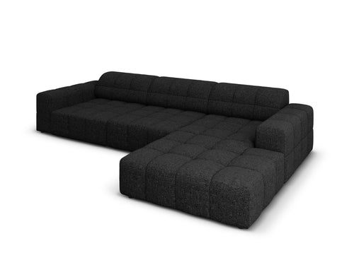 Cosmopolitan Design rechter hoekbank Chicago 4-zits, chenille zwart - 167x294x78cm