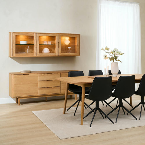 Furnhouse 3-deurs dressoir Nyborg - Natuurlijk eikenhout - MDF, Eikenfineer - 45x180x75