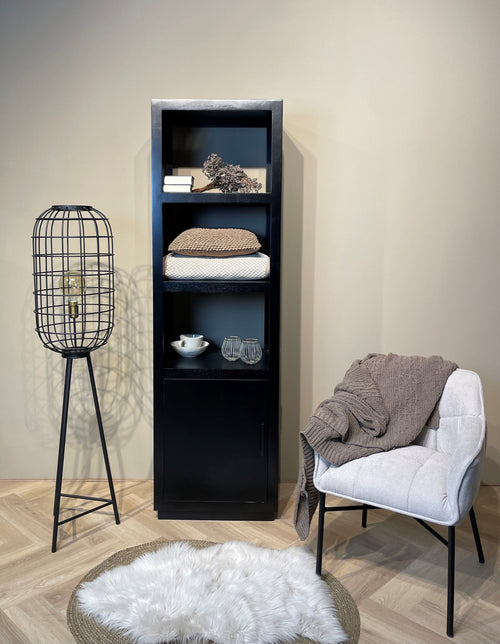 Livingfurn boekenkast Jaxx - 60cm - mangohout - zwart