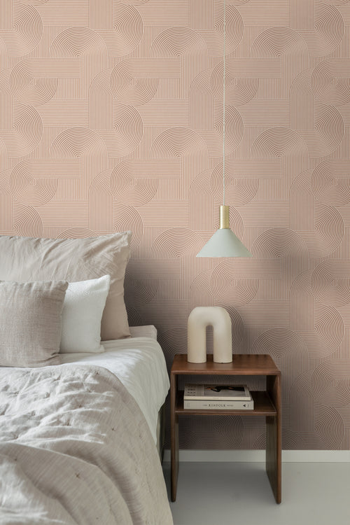 Origin Wallcoverings behang grafisch 3D motief terracotta roze - 53 cm x 10.05 m - 348017
