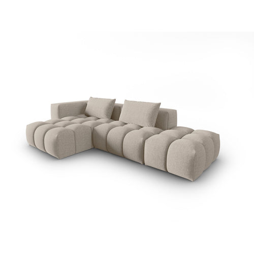 Cosmopolitan Design - Modulaire hoekbank links Verona 4-zits, structurele stof zand - 145x265x70cm