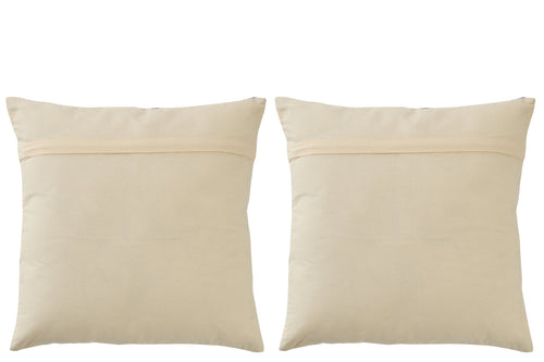 J-Line kussen Ola Amor - katoen - wit/donkerblauw - set van 2