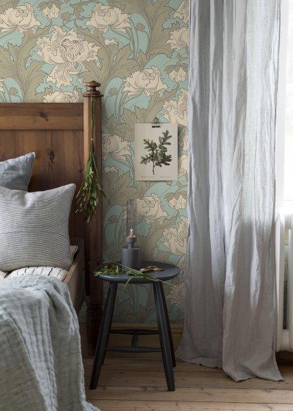 Borastapeter behang bloemen lichtblauw en warm beige - 53 cm x 10.05 m - 660076 - vtwonen shop