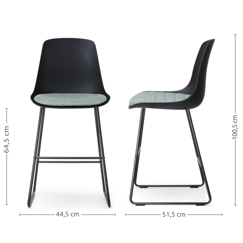 Nolon Nino-Liv Barkruk Zwart - Zacht Groen Kussen - Zwart Frame - 65cm - vtwonen shop