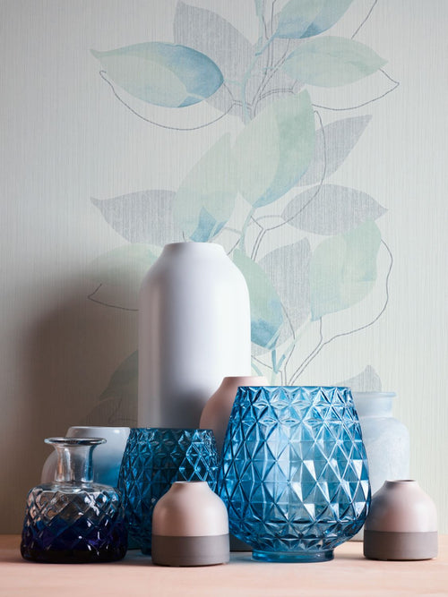 A.S. Création behang bloemmotief wit, groen, grijs en blauw - 53 cm x 10.05 m - AS-378151