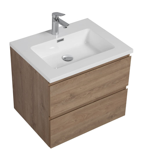 Badplaats Badkamermeubel Set Angela 60 cm – Kastanje Eiken – Badmeubel met Wastafel