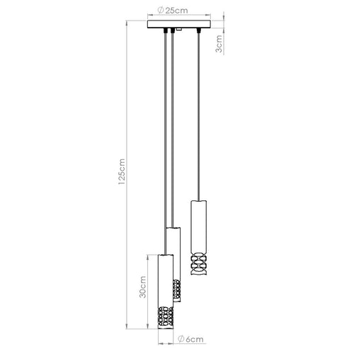 Sollux Lighting Hanglamp LIRO 3P wit - 25x25x125cm