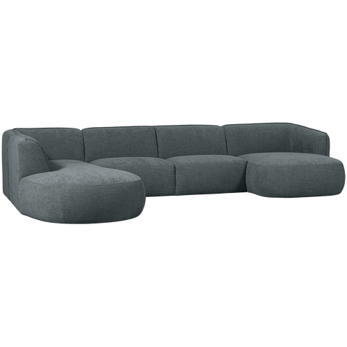 WOOOD bank links Polly - Polyester - Blauw/Groen - 71x353x150/245