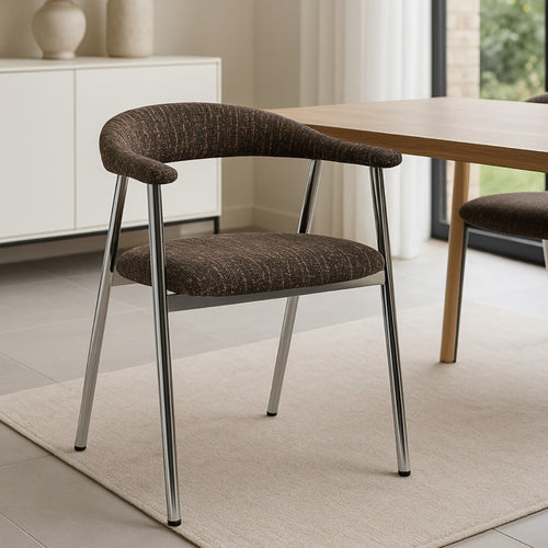 DÉJA Living Eetkamerstoel Sorø - Donkerbruin/Chrome - Set van 2 - vtwonen shop