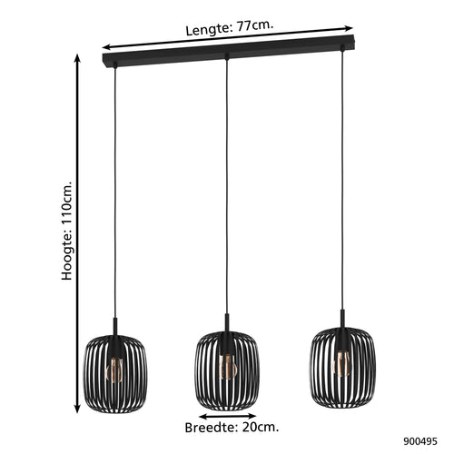 EGLO hanglamp Romazzina - e27 - 90 cm - zwart