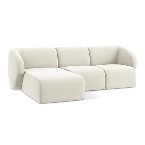 LaMiaSofa hoekbank links Cervo - velours - lichtbeige - 248x166x75