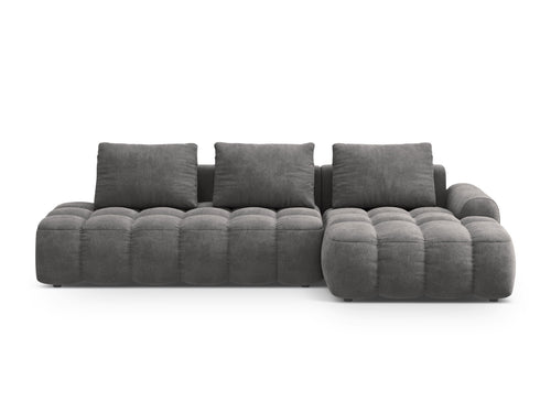 Cosmopolitan Design Converteerbare hoekbank rechts met opbergdoos Linz 3-zits, flueel grijs - 142x275x84cm