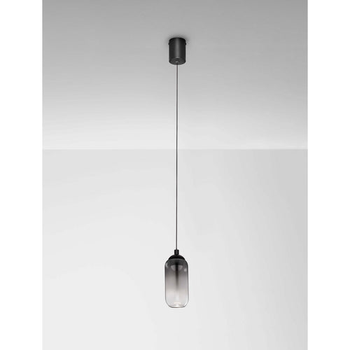 Nova Luce KITA Hoge, slanke hanglamp voor aan het plafond, rookgrijs/zandzwart, LED, 6W, 457lm, 3000K