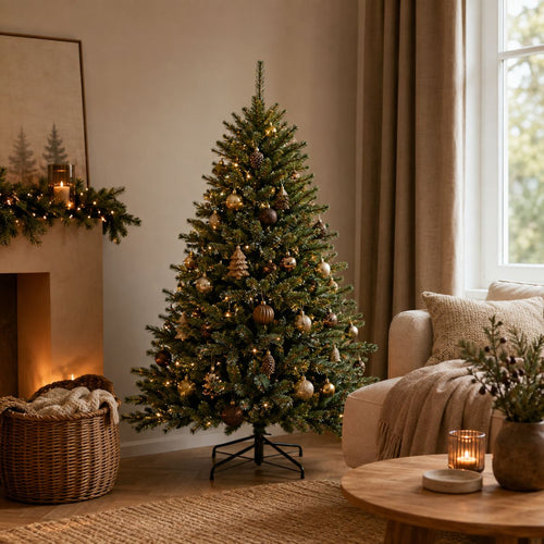 Black Box Trees Toronto Kunstkerstboom Deluxe - Kerstboom H155 x Ø114 cm - met Witte Naaldtips en PVC Naalden - Kerstversiering voor Binnen -