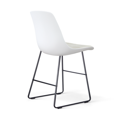 Nolon Nino-Liv barkruk wit met naturelbeige zitkussen - zwart onderstel - 65 cm