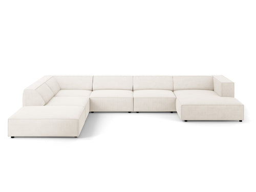 Cosmopolitan Design Panoramische hoekbank links Arendal 7-zits, chenille met ribbeleffect, ivoor - 262x364x70cm