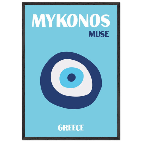 Artfulprints Poster met Lijst Griekenland - Mykonos   - 70x100 cm - Blauw
