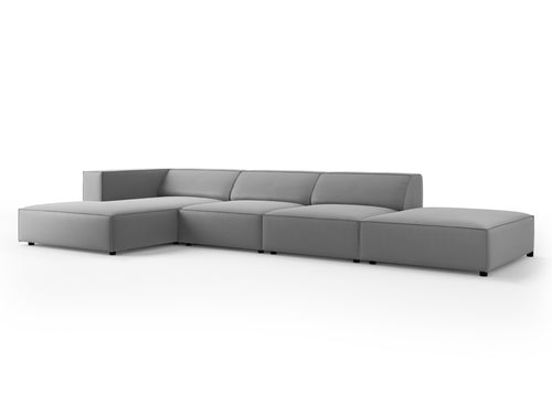 Cosmopolitan Design linker hoekbank Arendal 5-zits, flueel, lichtgrijs - 166x341x70cm