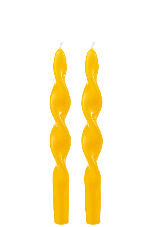 J-Line kaars Gedraaid - geel - 3U - doos van 2 - vtwonen shop