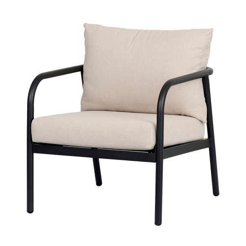 Lisomme Manu Tuin Loungeset Zwart 5delig - Met Beige Zitkussens - vtwonen shop