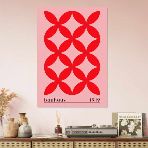 Artfulprints Poster met Lijst Bauhaus - 1919   - A4 21x29.7 cm - Rood