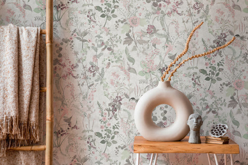 A.S. Création behang bloemen wit, groen, lila paars en roze - 53 cm x 10.05 m - AS-388251 - vtwonen shop