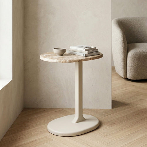 DÉJA Living Bijzettafel Jurva - Beige/Marmer - 40x30x55cm