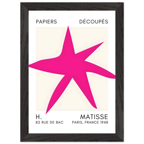 Artfulprints Poster met Lijst Matisse – Star of the sea pink   - A4 21x29.7 cm - Roze