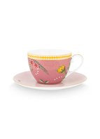 Pip Studio La Majorelle Kop en Schotel - Servies - Set van 2 kopjes en schoteltjes - Roze - 280ml - vtwonen shop