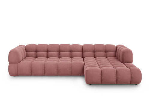 Cosmopolitan Design Modulaire hoekbank rechts Sky 4-zits, flueel, zalm - 162x300x70cm