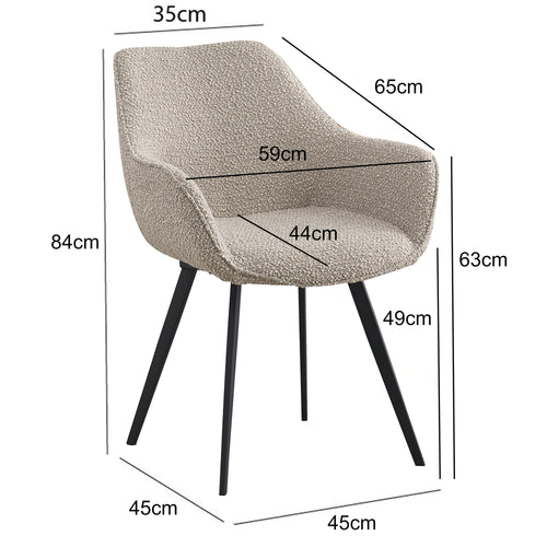 Livingfurn eetkamerstoel Luca boucle beige - 2 stuks - vtwonen shop