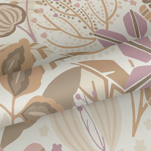 ESTAhome behang bloemmotief beige en lila paars - 53 cm x 10.05 m - 139675