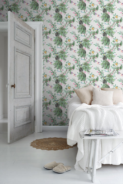Sanders & Sanders behang tropische jungle bladeren en paradijsvogels groen - 53 cm x 10 m - 640001